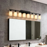 Modern Matte Black Glass 8-Light Wall Sconce Vanity Lamp - Omega Lifestyles