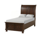 Twin Cherry Wood Platform Bed With Storage Drawers - Omega Lifestyles
