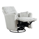 Gray Corduroy Recliner Chair With Swivel Glider And Pillows - Omega Lifestyles