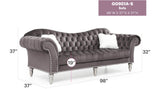 Deco Style Velvet Upholstered 3-Seat Sofa - Omega Lifestyles