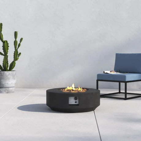 Modern Round Concrete Outdoor Fire Pit Table - Omega Lifestyles