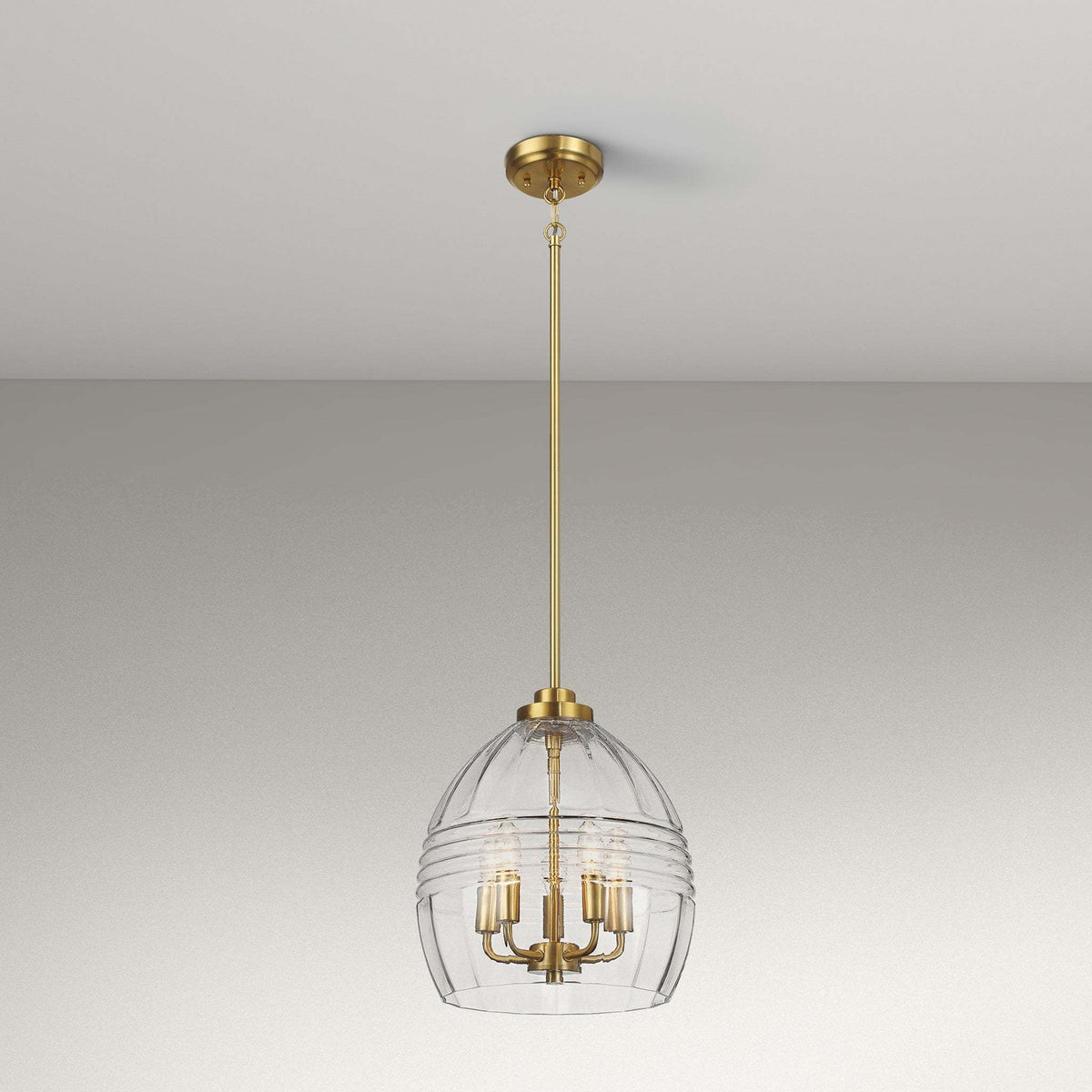 Zen Five Clear Glass Satin Brass Pendant Light
