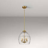 Zen Five Clear Glass Satin Brass Pendant Light