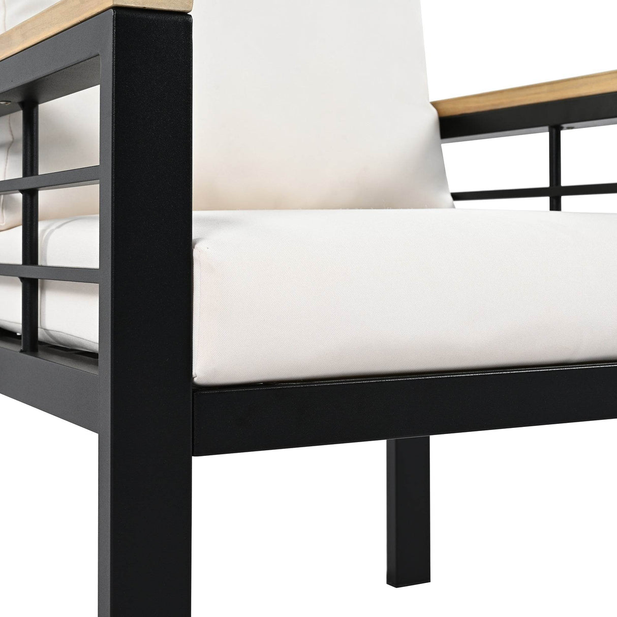 5-Piece Acacia Wood Iron Frame Patio Furniture Set - Omega Lifestyles