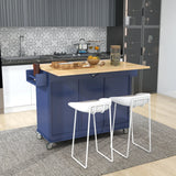 Rolling Mobile Kitchen Island With Solid Wood Top And Storage - Omega Lifestyles
