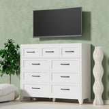 9-Drawer White Metal Tall Dresser With Smooth Drawers - Omega Lifestyles