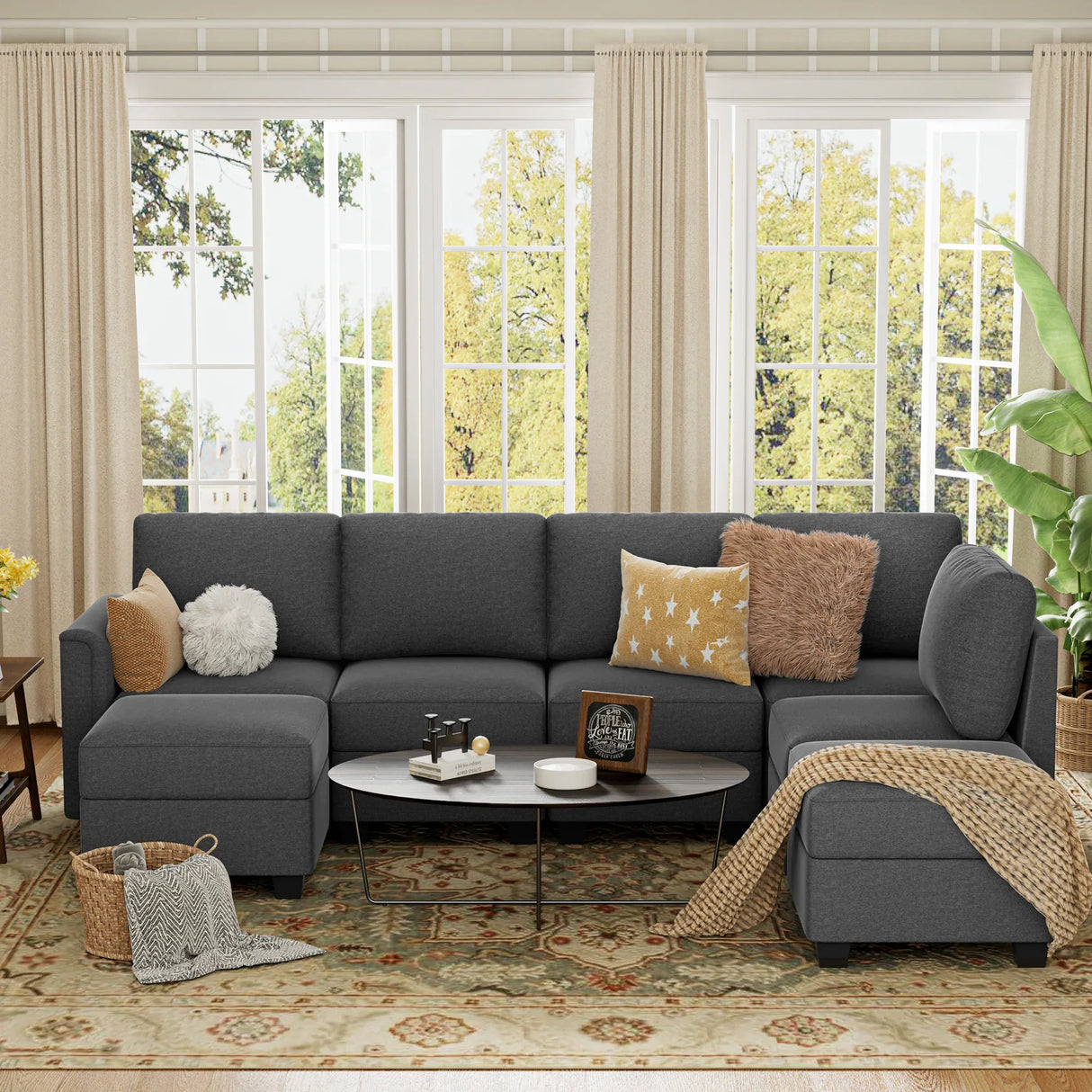 Modern 7-Seater Modular Sectional Sofa With Storage - Omega Lifestyles