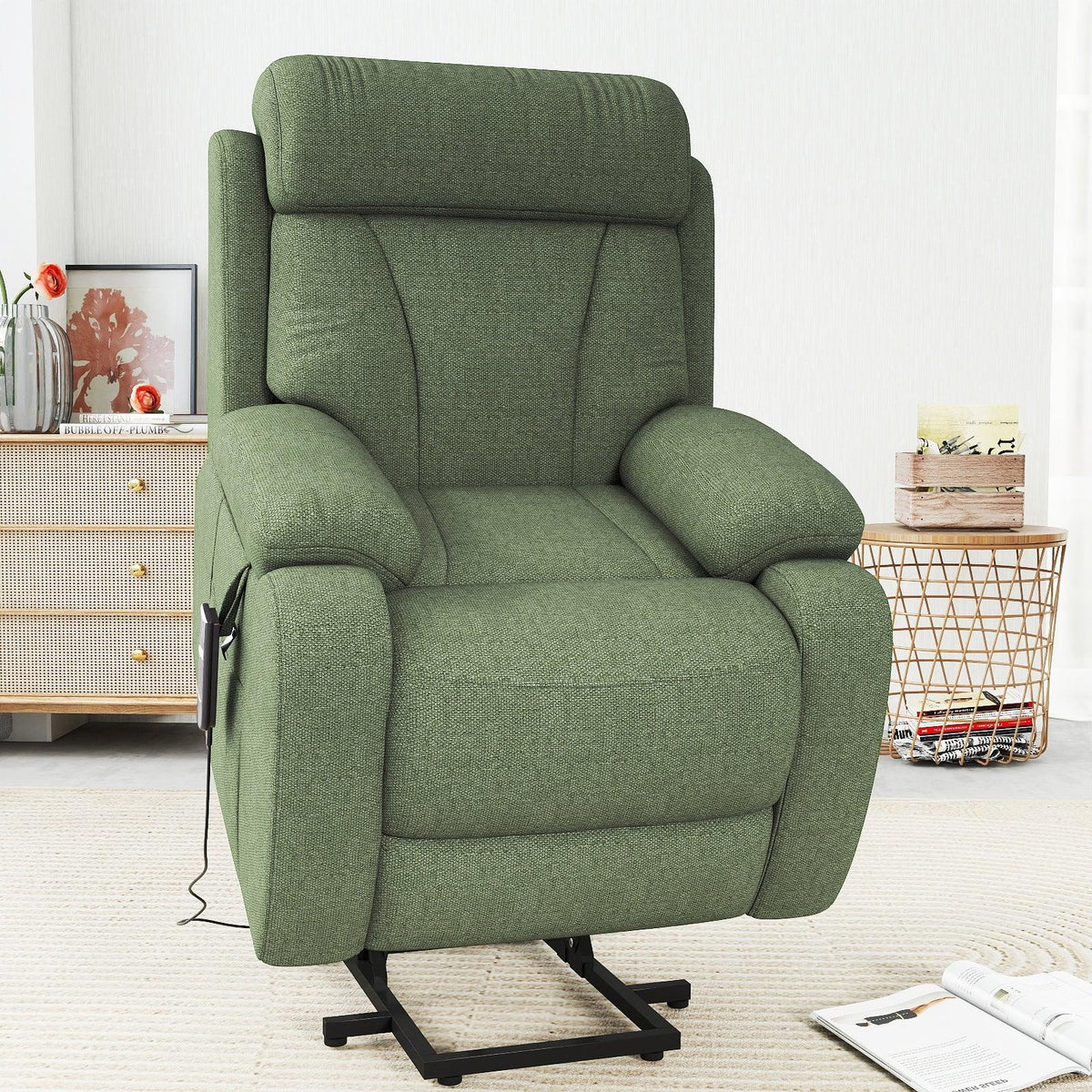 Power Lift Recliner Medium-Soft Snowflake Velvet Chair - Omega Lifestyles