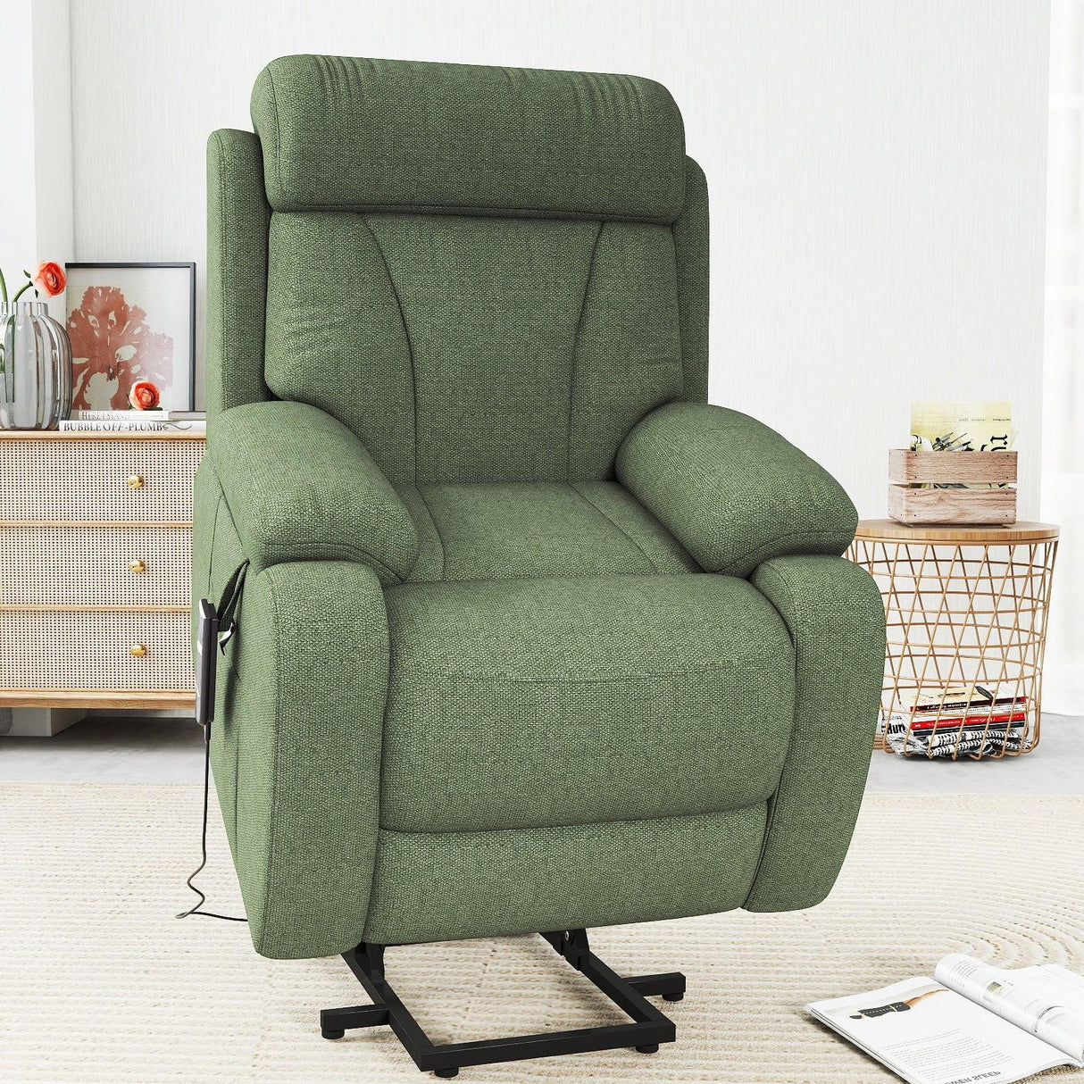 Power Lift Recliner Medium-Soft Snowflake Velvet Chair - Omega Lifestyles