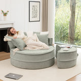 Modern Chenille Upholstered Barrel Accent Chair With Ottoman - Omega Lifestyles