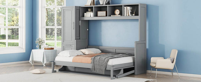Full Murphy Bed With Closet Drawers Storage Gray Full - Omega Lifestyles