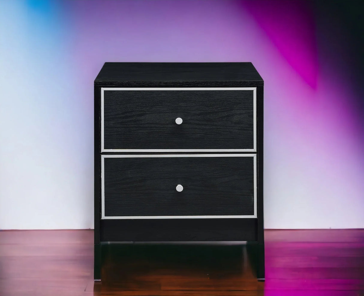Black And Silver Synthetic Wood Accent Table With Drawers - Omega Lifestyles