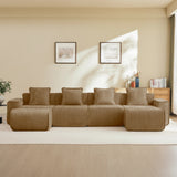 Modular Velvet 4-Seat Boneless Sectional Sofa With Ottomans - Omega Lifestyles