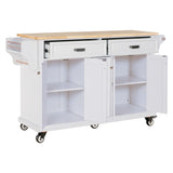 Solid Wood Rubberwood Kitchen Cart With Storage Drawers - Omega Lifestyles