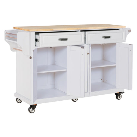 Solid Wood Rubberwood Kitchen Cart With Storage Drawers - Omega Lifestyles