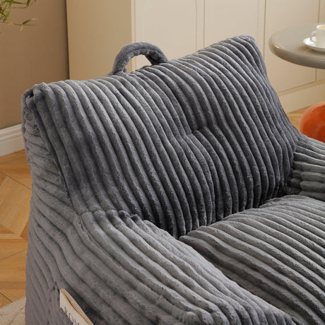 Giant Medium-Soft Corduroy Bean Bag Chair With Footstool - Omega Lifestyles