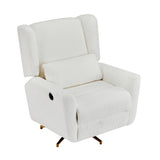 Boucle Upholstered Beige Power Recliner Chair With Swivel - Omega Lifestyles
