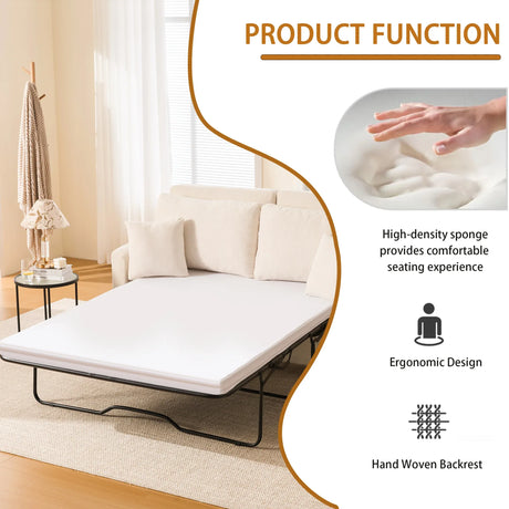 Modern Beige Sleeper Sofa Bed With Memory Foam Mattress - Omega Lifestyles