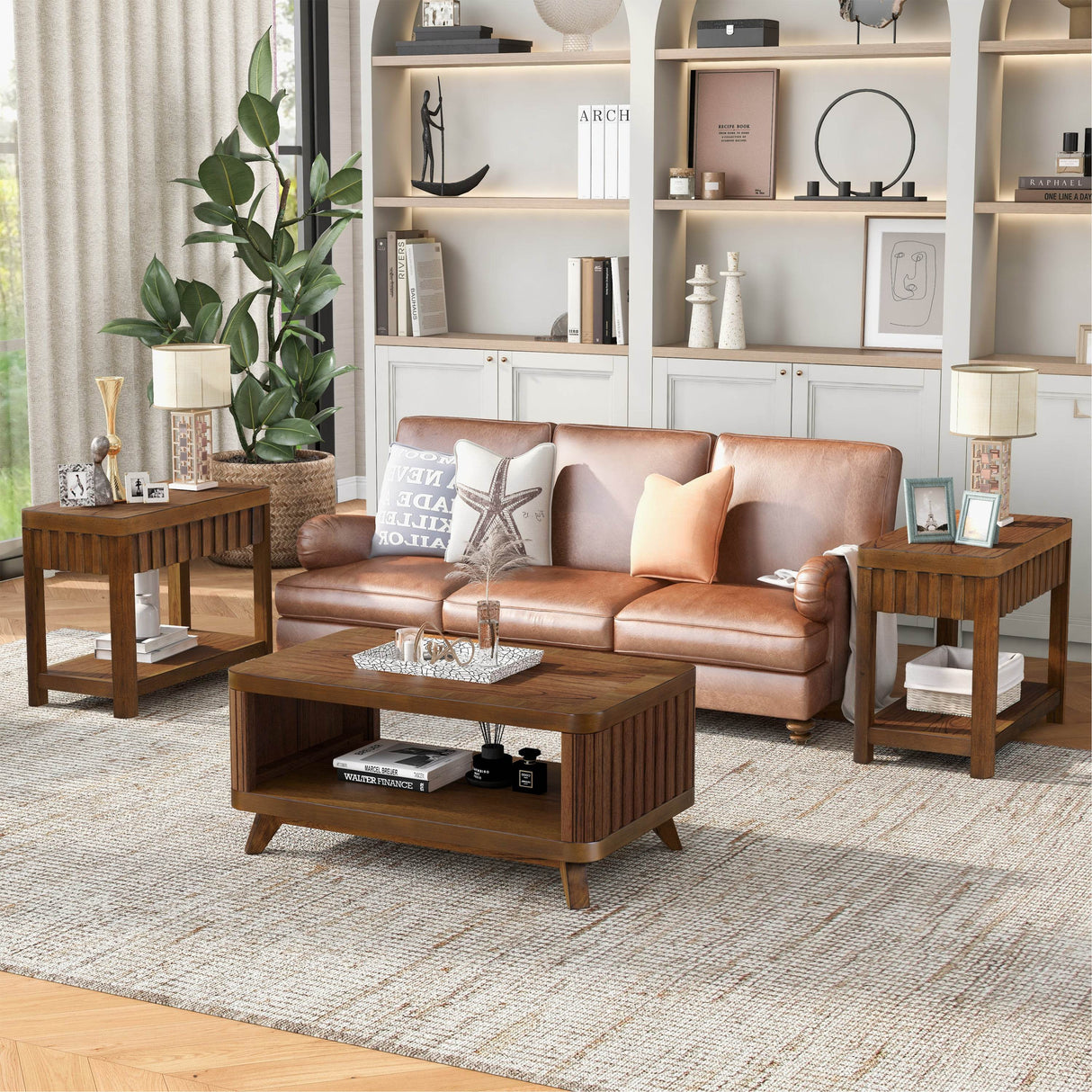 Solid Wood Pine Legs Rectangular Coffee Table - Sleep Galleria