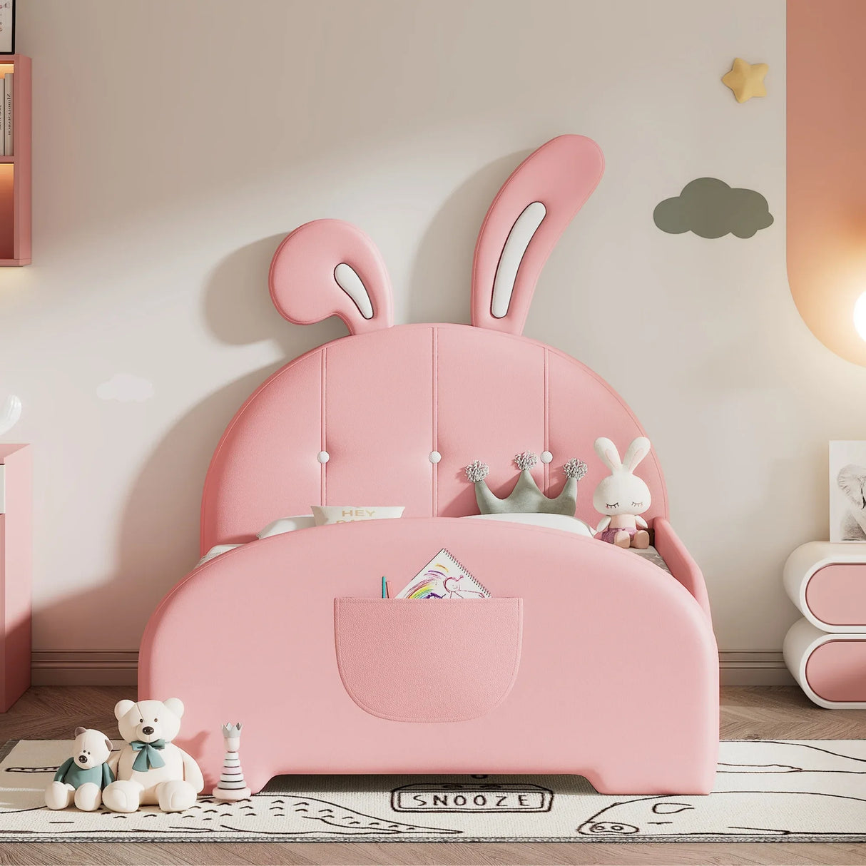 Twin Upholstered Rabbit-Shape Princess Platform Bed - Omega Lifestyles