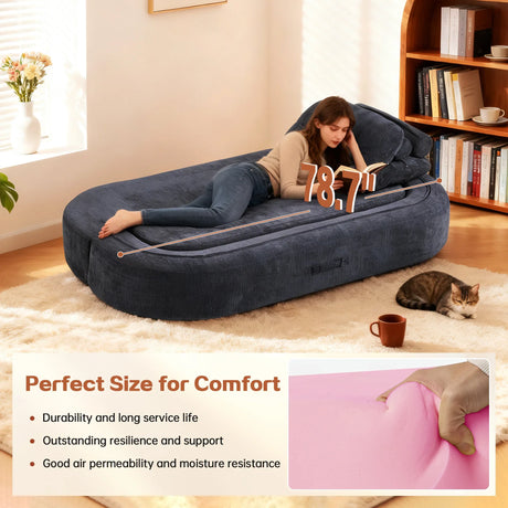 Modern Convertible Linen Foam-Filled Sleeper Sofa Bed With Pillows - Omega Lifestyles