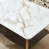 Golden White MDF Metal Frame Rectangular Coffee Table - Omega Lifestyles
