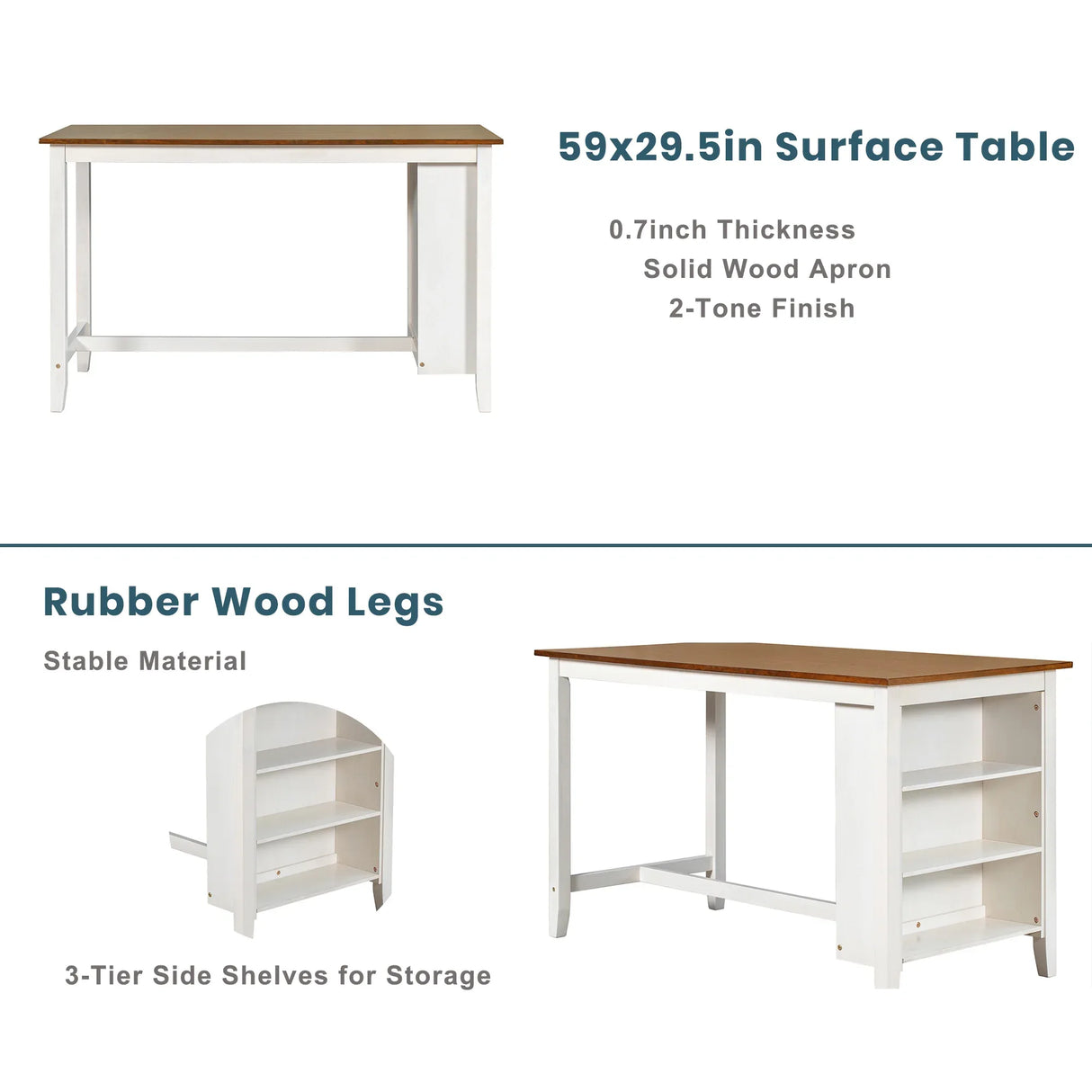 5-Piece Counter Height Rustic Farmhouse Dining Table Set - Omega Lifestyles