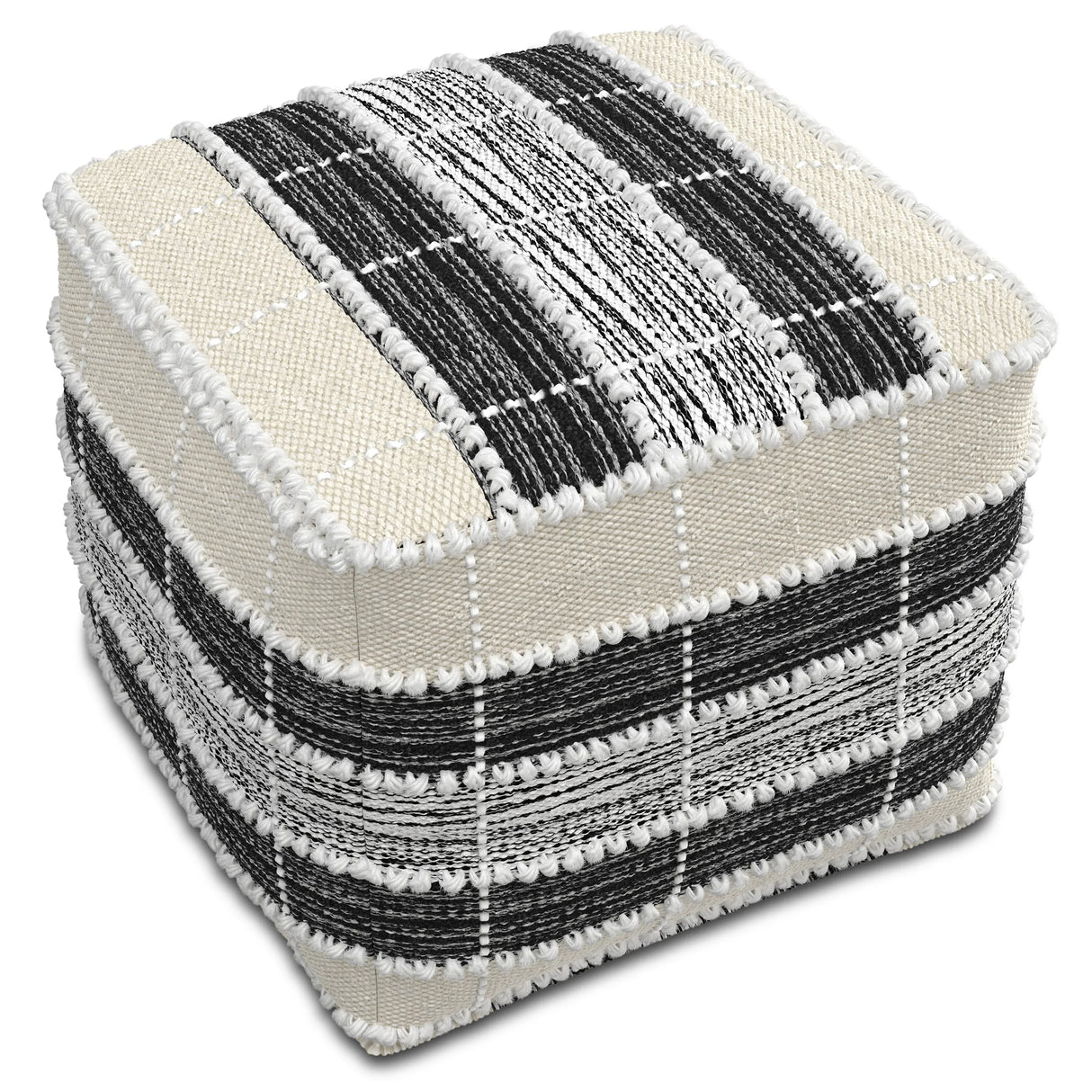Recycled Fabric Square Pouf With Polystyrene Bead Filling - Omega Lifestyles