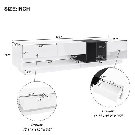 Two-Tone Particle Board White TV Stand With Storage - Sleep Galleria