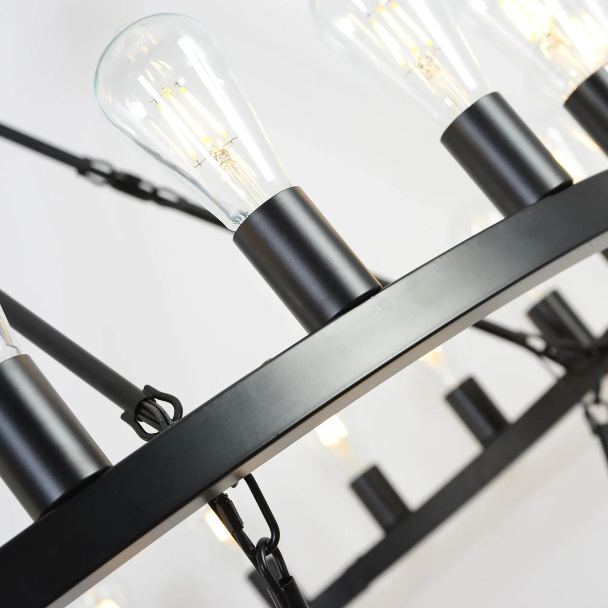 Matte Black Iron Wagon Wheel Farmhouse Chandelier 47-Inch - Omega Lifestyles