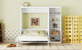 Queen Murphy Bed Wall Bed With Shelves White Solid Wood - Omega Lifestyles