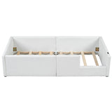 Twin Upholstered Platform Bed With Guardrail Charging Station - Omega Lifestyles