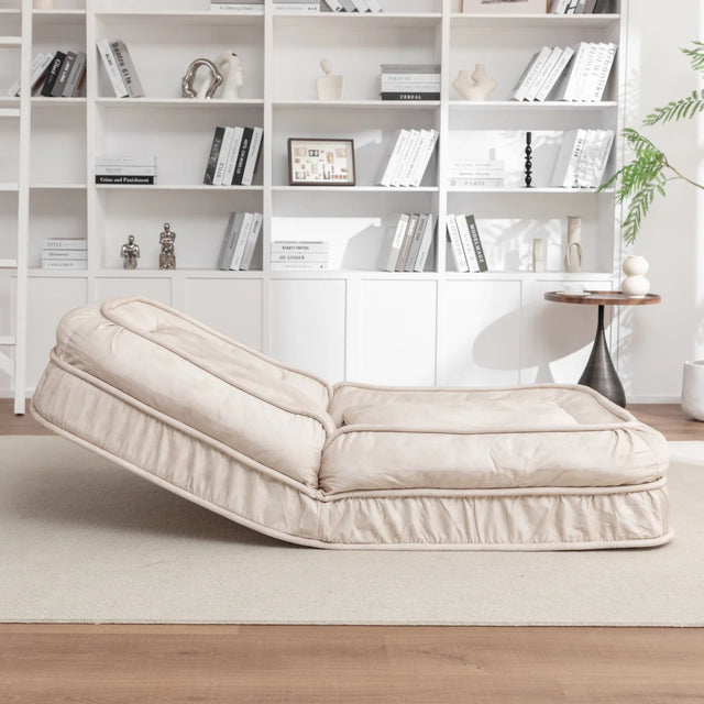 Adjustable Velvet Upholstered Massage Floor Sofa With Pillow - Omega Lifestyles