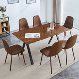 Transferred Walnut Leg Suede Backrest Dining Chair And Table Set - Omega Lifestyles