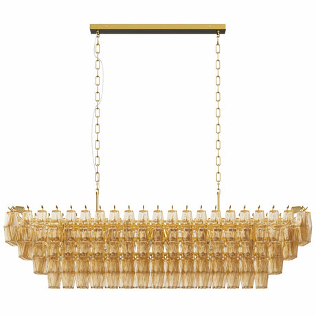 54-Inch Gold Smoke Glass 12-Light Modern Chandelier - Omega Lifestyles