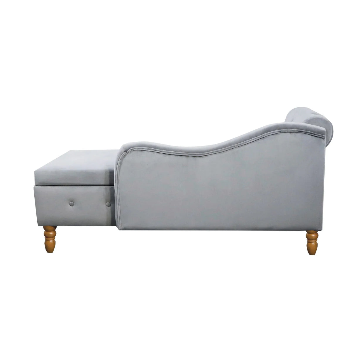 Classic Velvet Storage Chaise Lounge With Pillow - Omega Lifestyles
