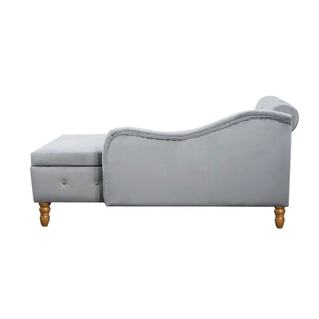 Classic Velvet Storage Chaise Lounge With Pillow - Omega Lifestyles