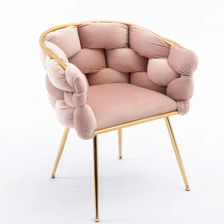 Pink Velvet Gold-Plated Metal Accent Chair - Omega Lifestyles