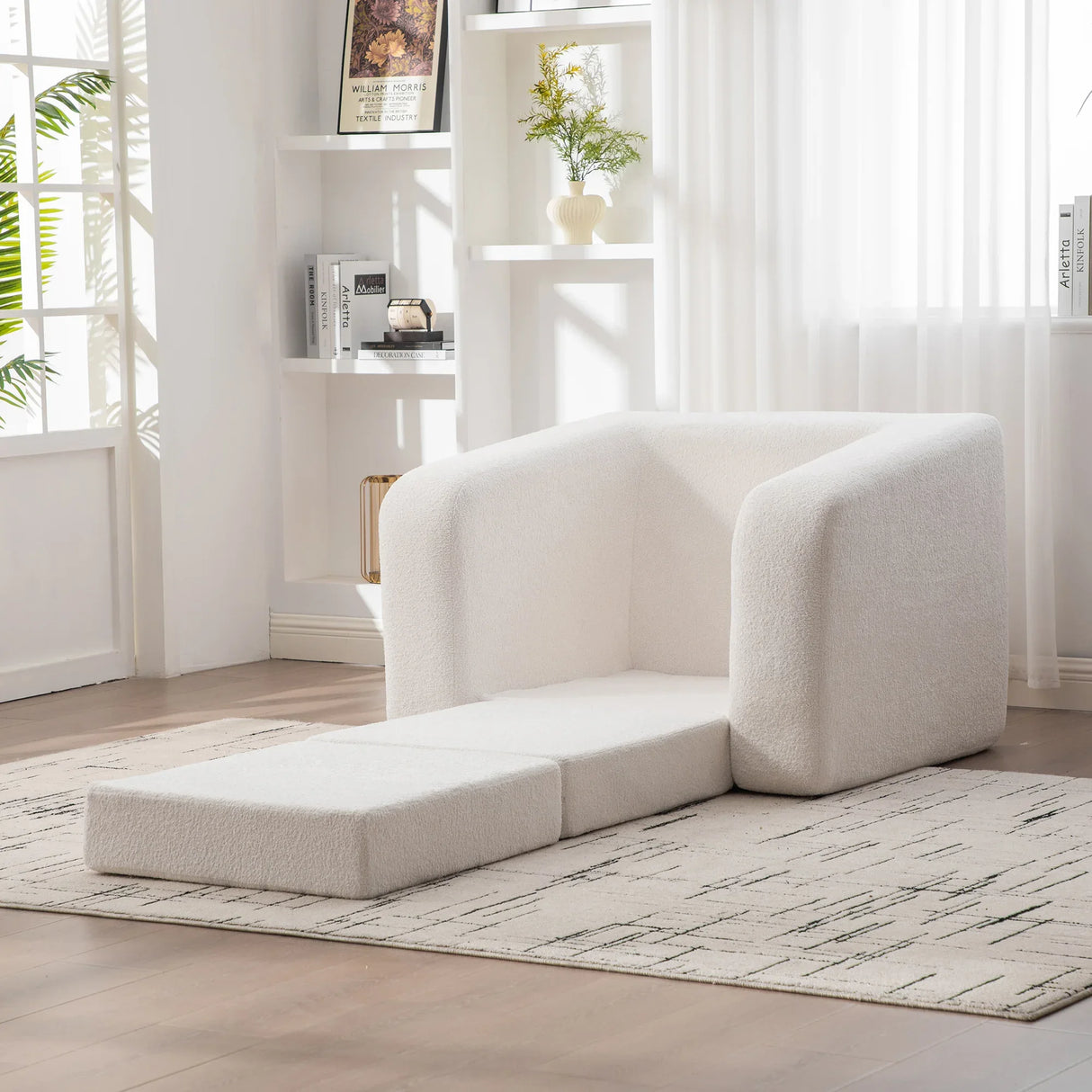 Convertible Chenille Sofa Bed With Folding Foam Cushion - Omega Lifestyles