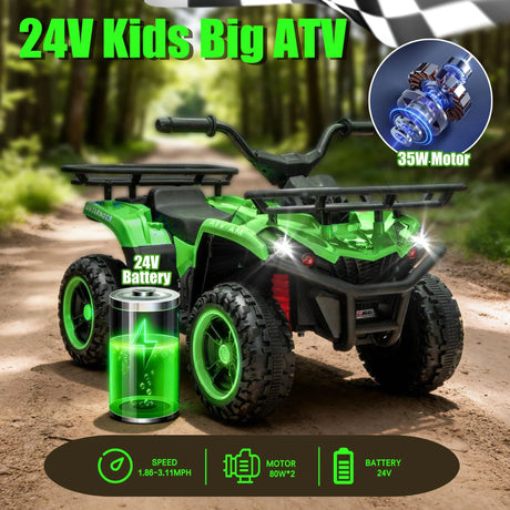 24V High-Power Kids Ride On ATV With LED Headlights - Omega Lifestyles