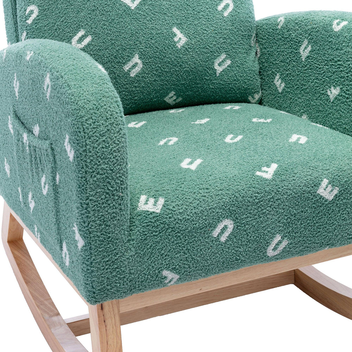 Green Boucle Foam Nursery Rocking Chair With Side Pocket - Omega Lifestyles