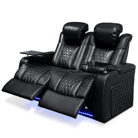 Top-Grain Nappa Leather Power Recliner With RGB Lighting - Omega Lifestyles