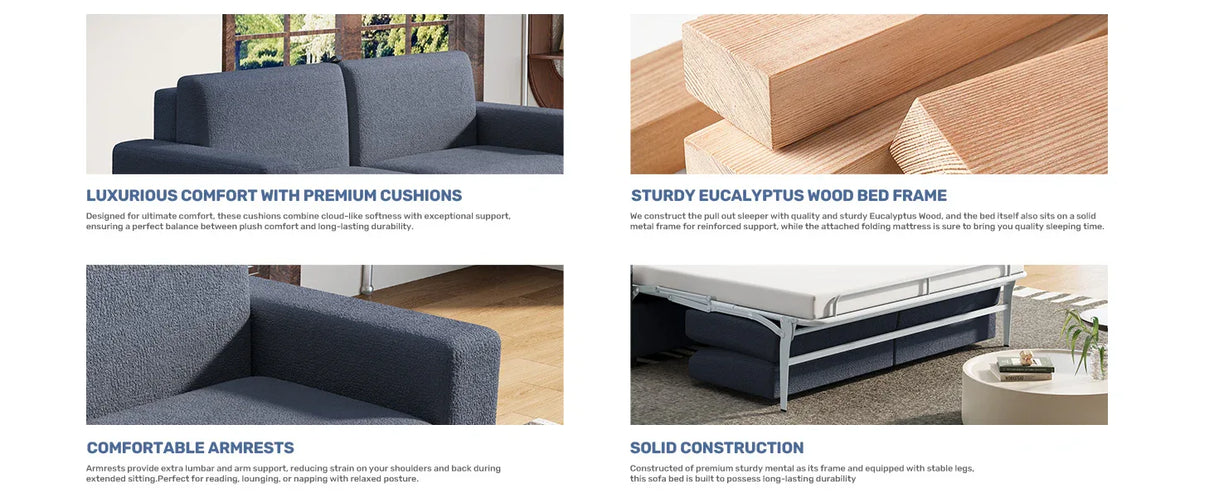 Full-Size Sleeper Sofa With Memory Foam Mattress - Omega Lifestyles