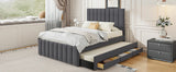 Full Size Upholstered Linen Platform Bed With Trundle Drawers - Omega Lifestyles