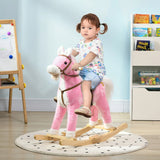 Plush Interactive Wooden Rocking Horse With Sound - Omega Lifestyles