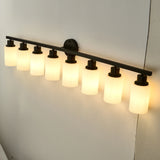 Modern Matte Black Glass 8-Light Wall Sconce Vanity Lamp - Omega Lifestyles