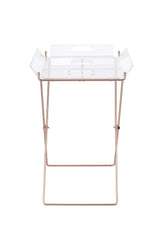 Clear Acrylic Metal Base Rectangular Tray Table - Omega Lifestyles