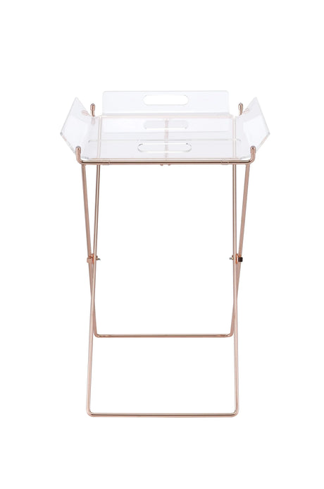 Clear Acrylic Metal Base Rectangular Tray Table - Omega Lifestyles