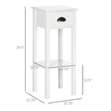 White MDF 2-Tier Side Table With Drawer and Shelf - Omega Lifestyles