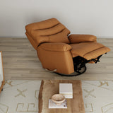 Swivel Glider Recliner With Manual Footrest Brown Leather - Omega Lifestyles